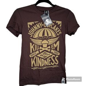 Johnny Cupcakes Shirt Brown Kill ‘Em With Kindness Size Small